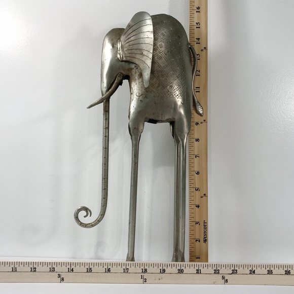 VTG Silver Metal Art Elephant Sculpture Elongated Legs Figure Tribal Abstract 16 - Picture 9 of 9